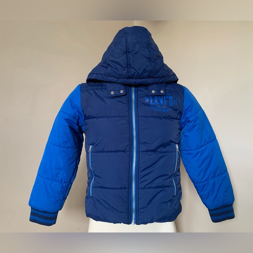 Like⭐️NEW⭐️LEVI’S BOYS Blue Puffer Winter Down Jacket •Fleece Lining •Medium